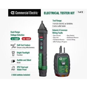 Commercial Electric Electrical Tester Kit Green 1004 482‎ 945